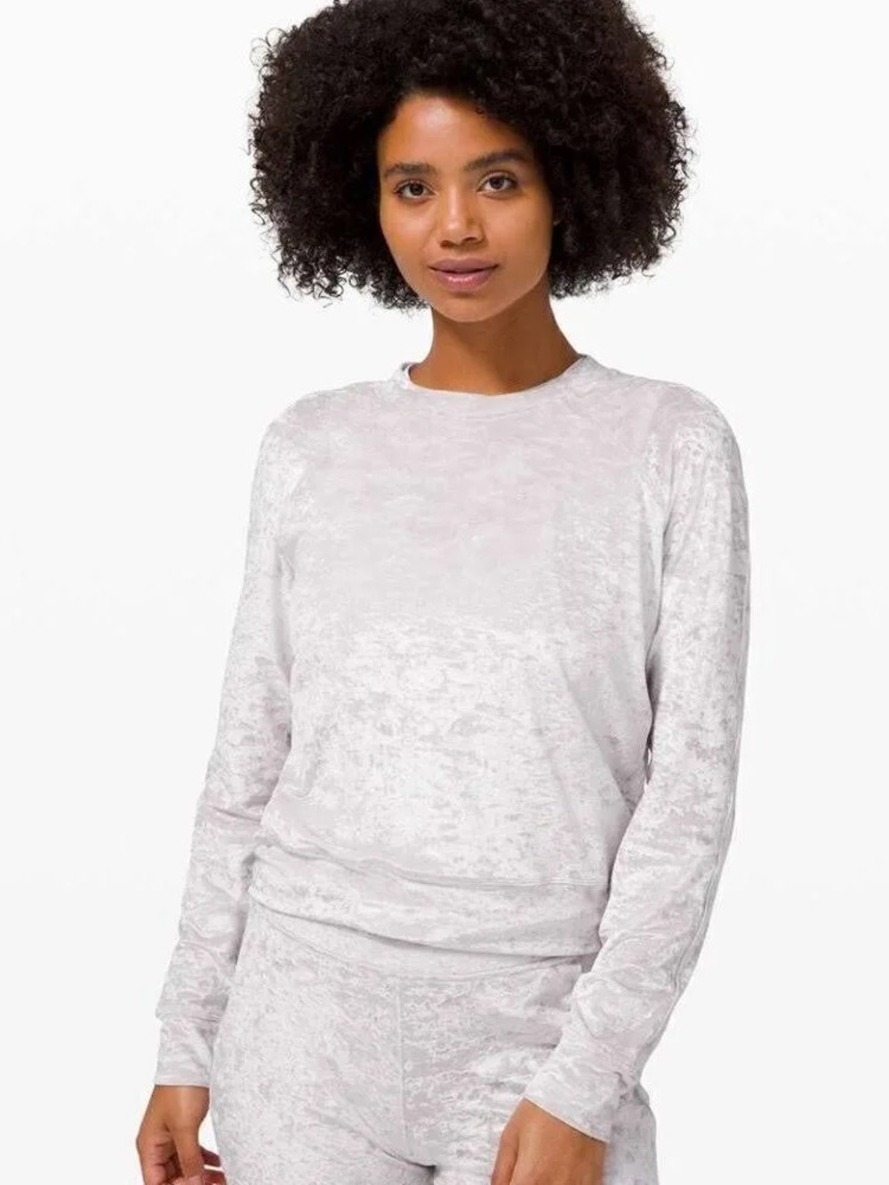 Lululemon Warm Down Crew Crushed Velvet - Chrome, Size 10
